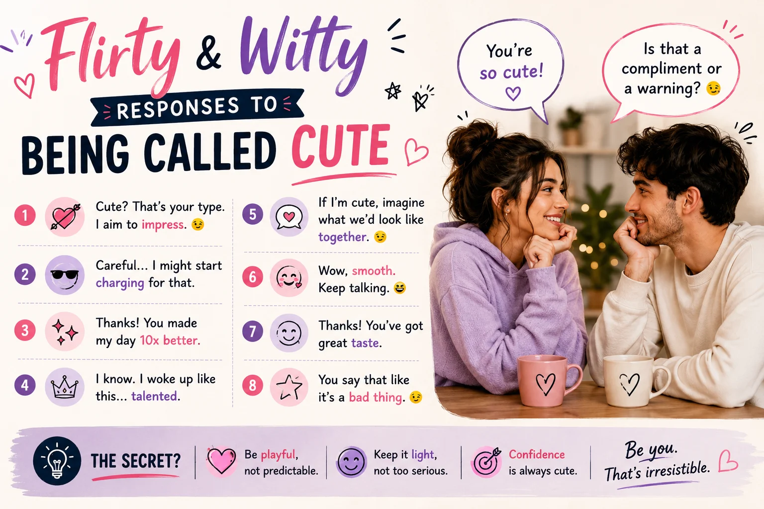 Flirty and witty responses to being called cute