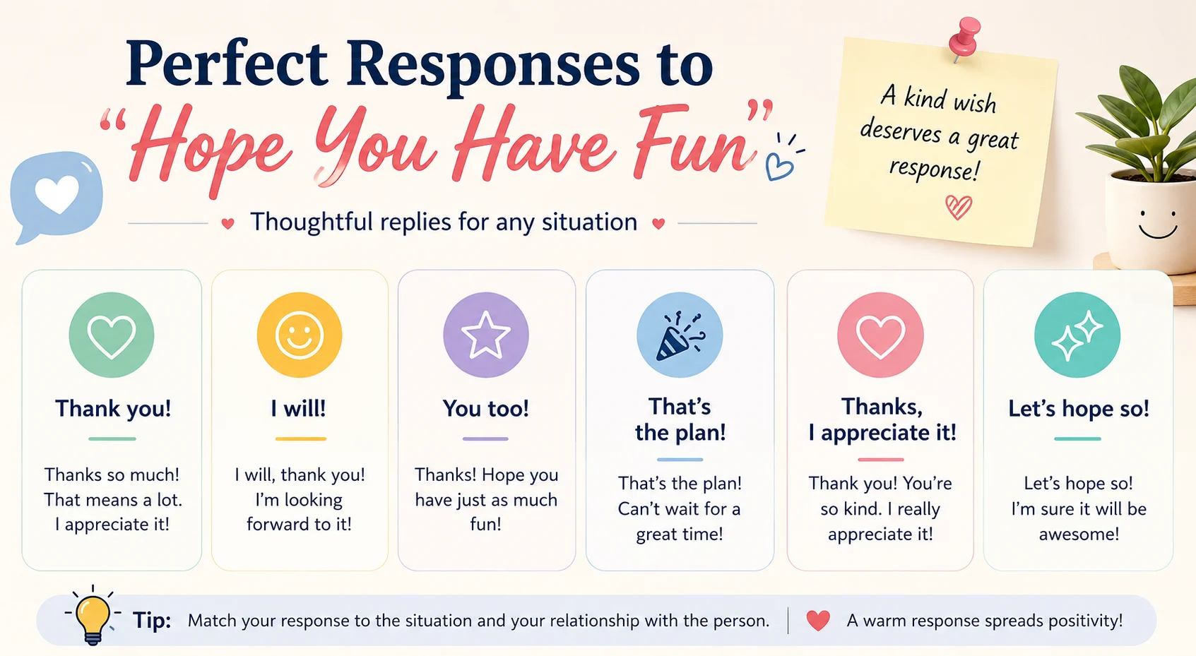 Perfect responses to hope you have fun