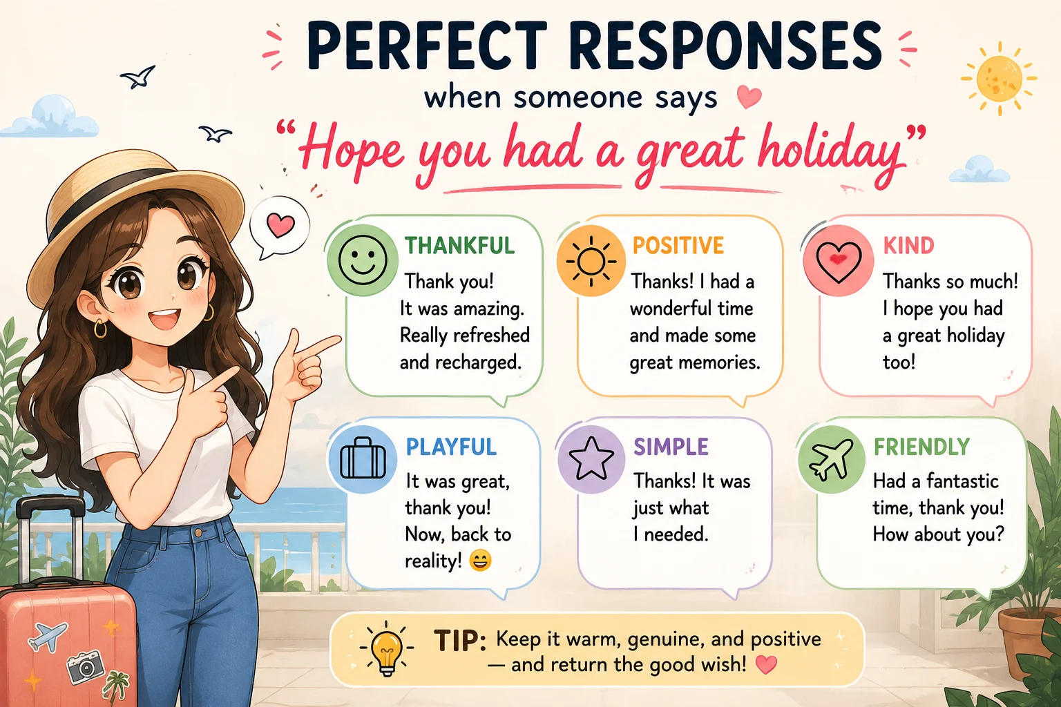 Perfect responses when someone says hope you had a great holiday